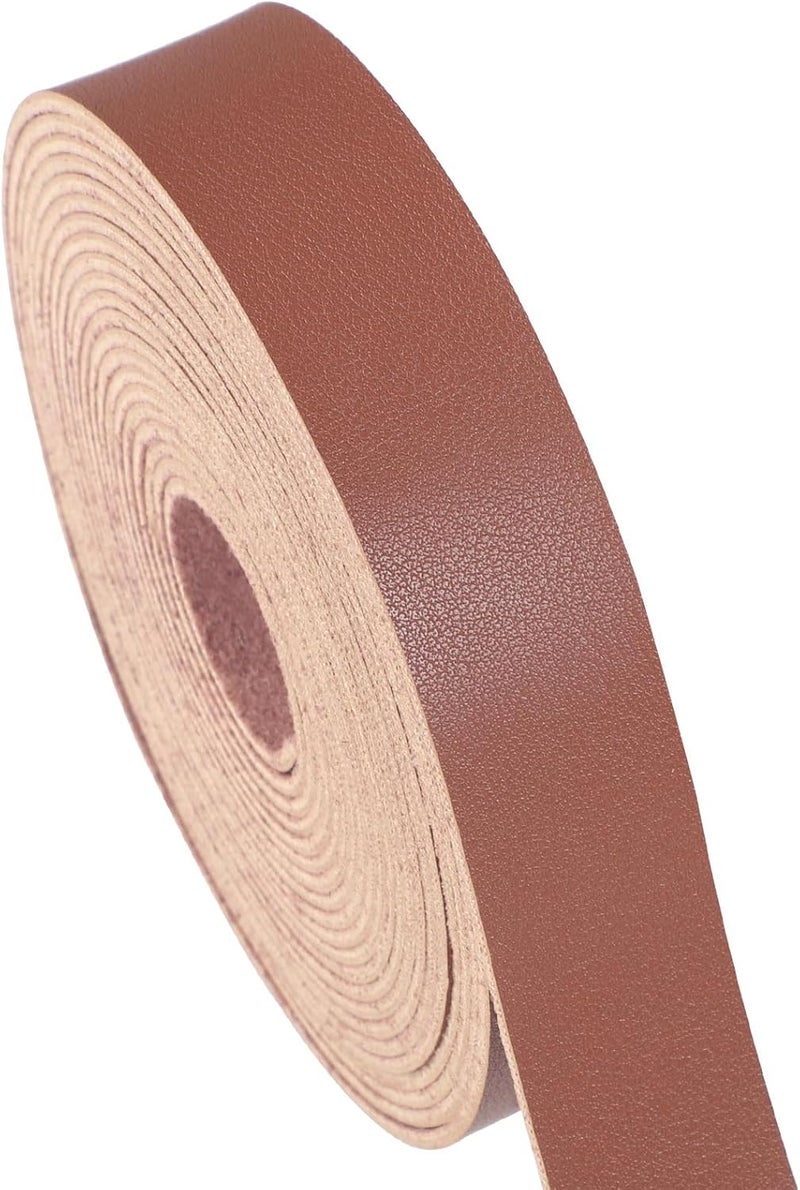 CDY Soft Brown Faux Leather Strap: 1 Inch Wide 200 Inches Long Leather Strip 2mm for DIY Craft Projects Thick Very Suitable for Traction Ropes Bag Straps (Brown) - Image 3